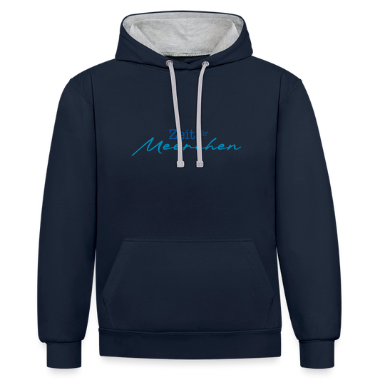Unisex Kontrast-Hoodie - Zeit für Meerchen - Navy/Grau meliert