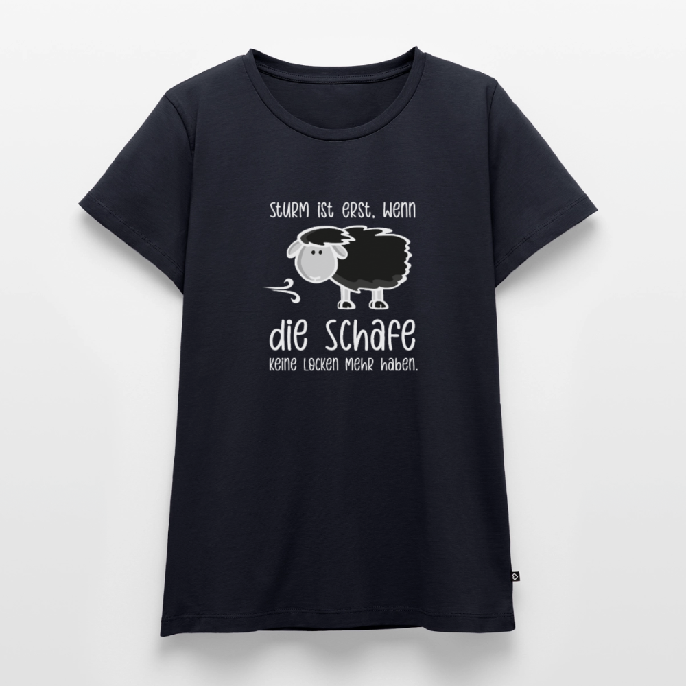 Damen Premium Bio T-Shirt - Schaf (weiss) - Navy