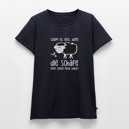 Damen Premium Bio T-Shirt - Schaf (weiss) - Navy