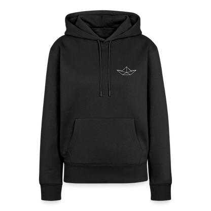Damen Premium Hoodie - Origami Boot (weiss) - Schwarz