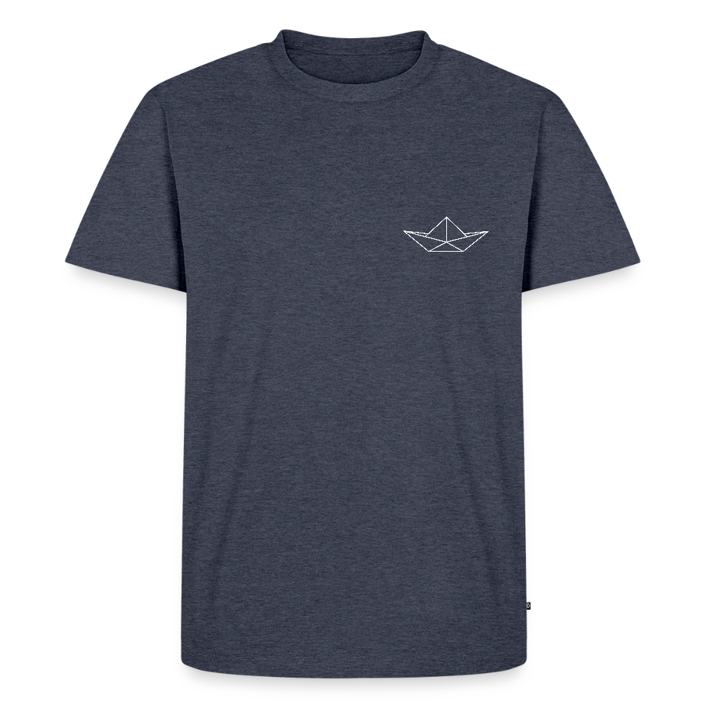 Herren Premium Bio T-Shirt - Origami Boot (weiss) - Jeansblau 