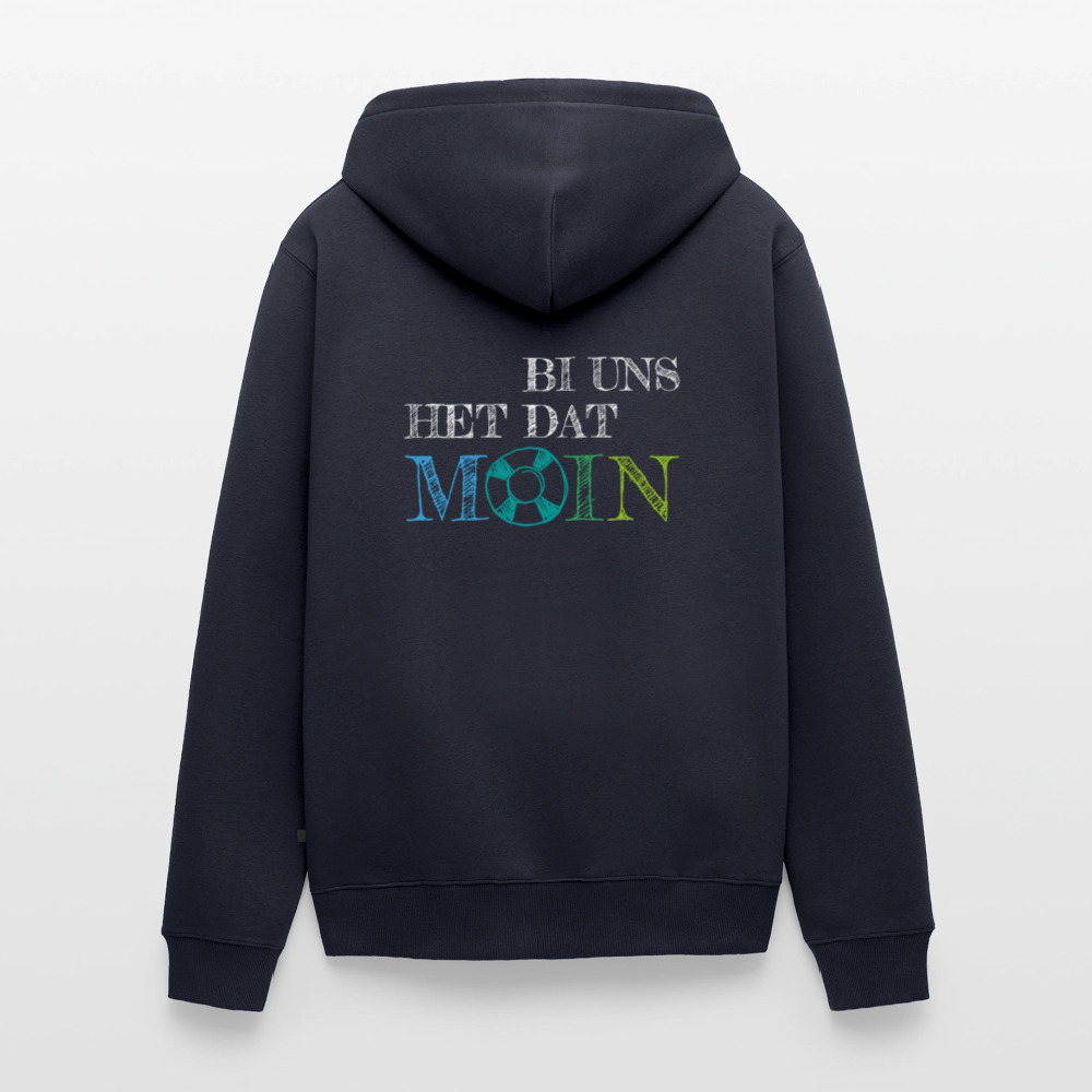 Herren Premium Kapuzenjacke - Bi uns het dat Moin (weiss) - Navy