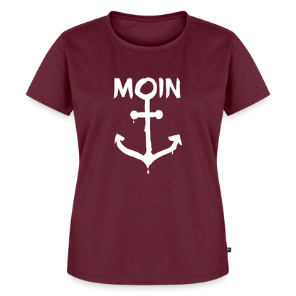 Damen Premium Bio T-Shirt - Moin Anker (weiss) - Burgunderrot