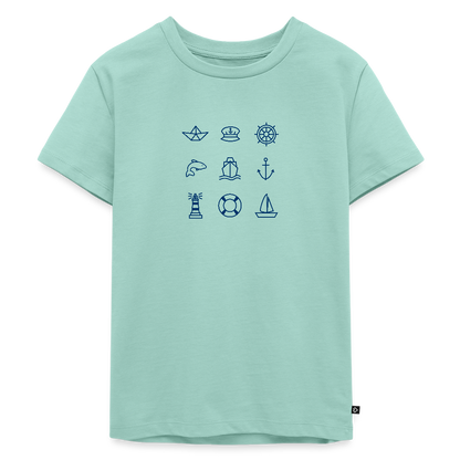 Kinder Premium T-Shirt - Nautik Doodles - Mint 