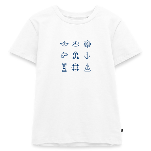 Kinder Premium T-Shirt - Nautik Doodles - Weiß