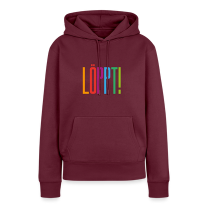 Damen Premium Hoodie - Löppt! - Burgunderrot