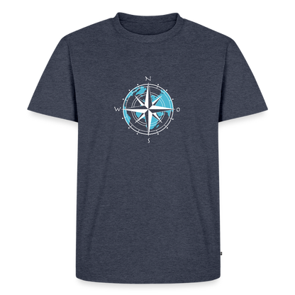 Herren Premium Bio T-Shirt - Kompass (weiss) - Jeansblau 