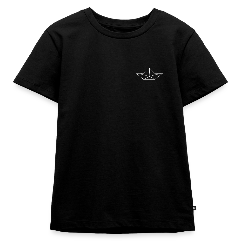 Kinder Premium T-Shirt - Origami Boot (weiss) - Schwarz