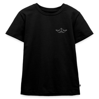 Kinder Premium T-Shirt - Origami Boot (weiss) - Schwarz
