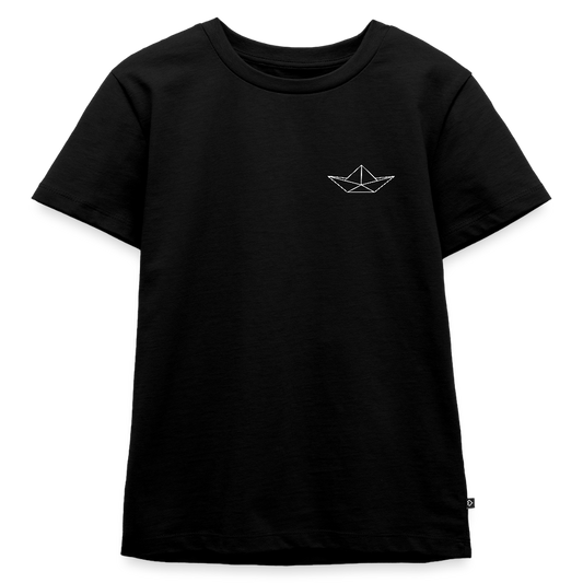 Kinder Premium T-Shirt - Origami Boot (weiss) - Schwarz