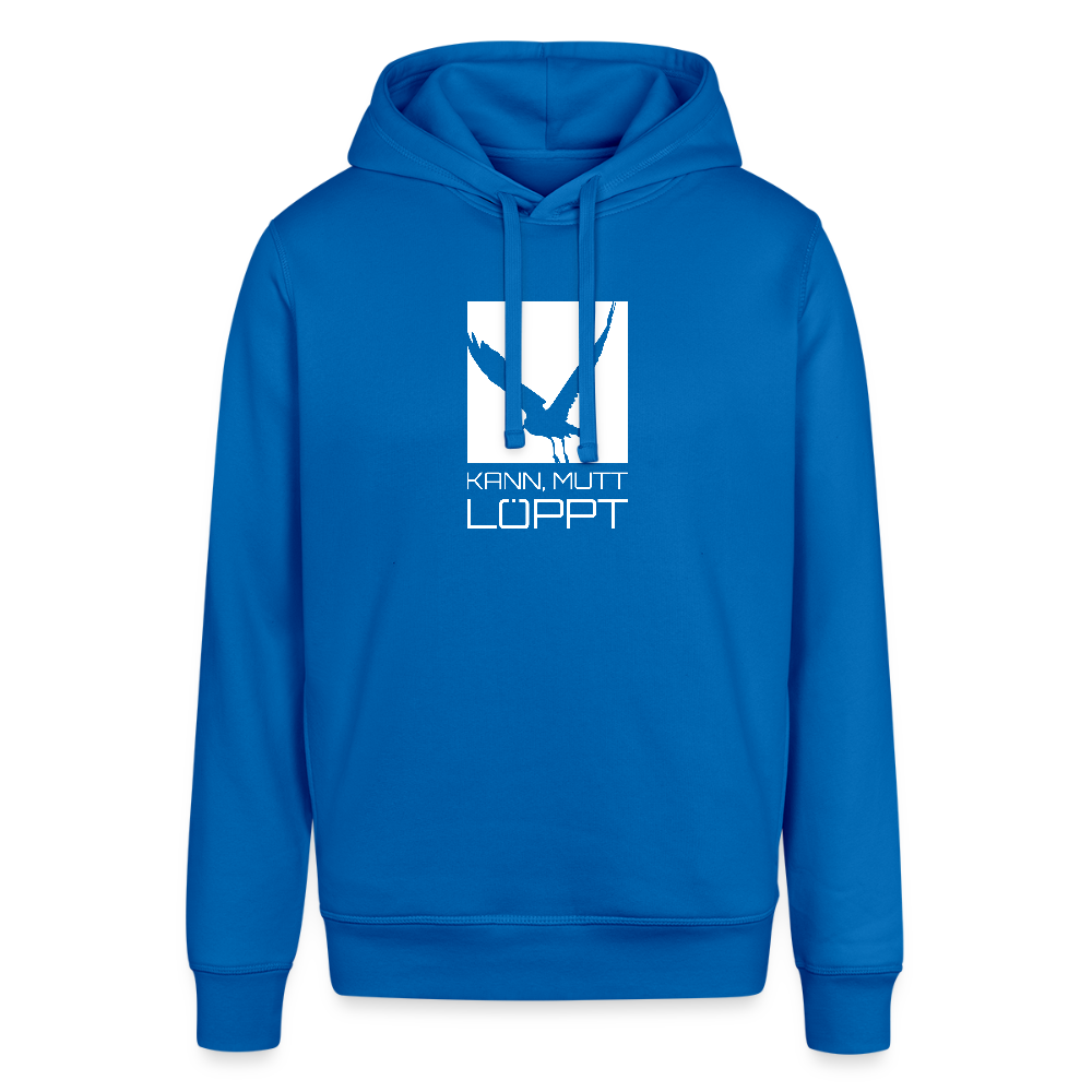 Unisex Bio-Hoodie - kann, mutt, löppt (weiss) - Königsblau