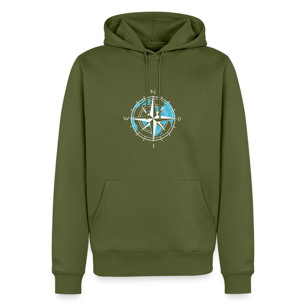 Herren Premium Hoodie - Kompass (weiss) - Khaki
