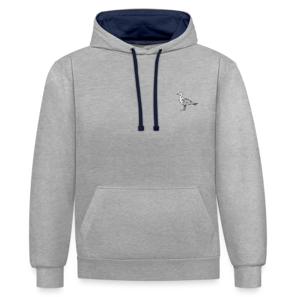 Möwe - Unisex Kontrast-Hoodie - Grau meliert/Navy