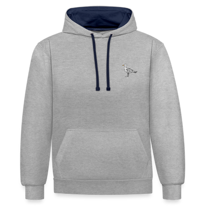 Möwe - Unisex Kontrast-Hoodie - Grau meliert/Navy
