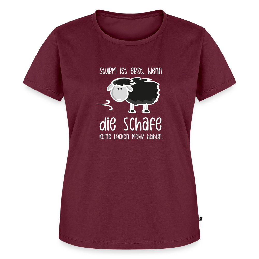 Damen Premium Bio T-Shirt - Schaf (weiss) - Burgunderrot