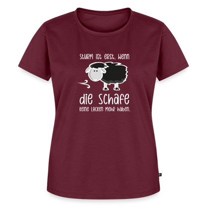 Damen Premium Bio T-Shirt - Schaf (weiss) - Burgunderrot