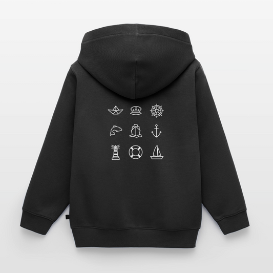 Kinder Premium Hoodie - Nautik Doodles (weiss) - Schwarz