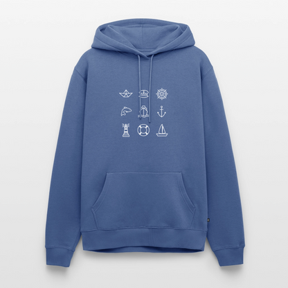 Herren Premium Hoodie - Nautik Doodles (weiss) - Taubenblau