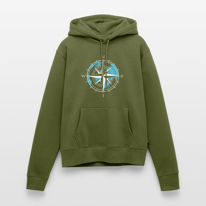 Damen Premium Hoodie - Kompass (weiss) - Khaki