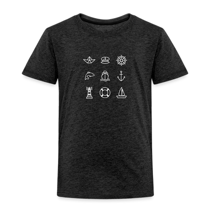 Kinder Premium T-Shirt - Nautik Doodles (weiss) - Anthrazit