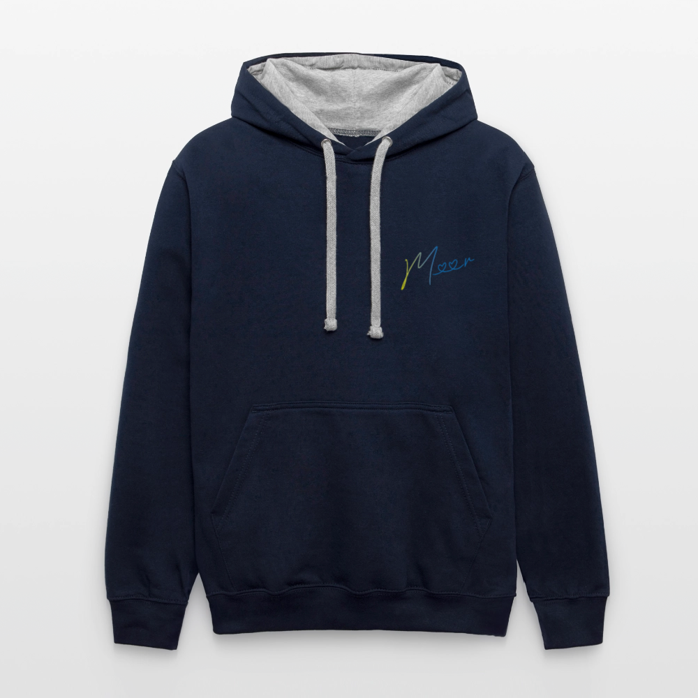 Unisex Kontrast-Hoodie - Meer - Navy/Grau meliert