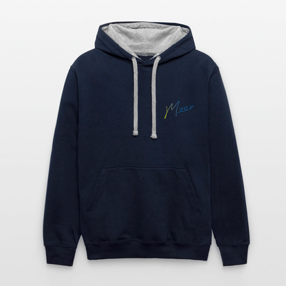 Unisex Kontrast-Hoodie - Meer - Navy/Grau meliert