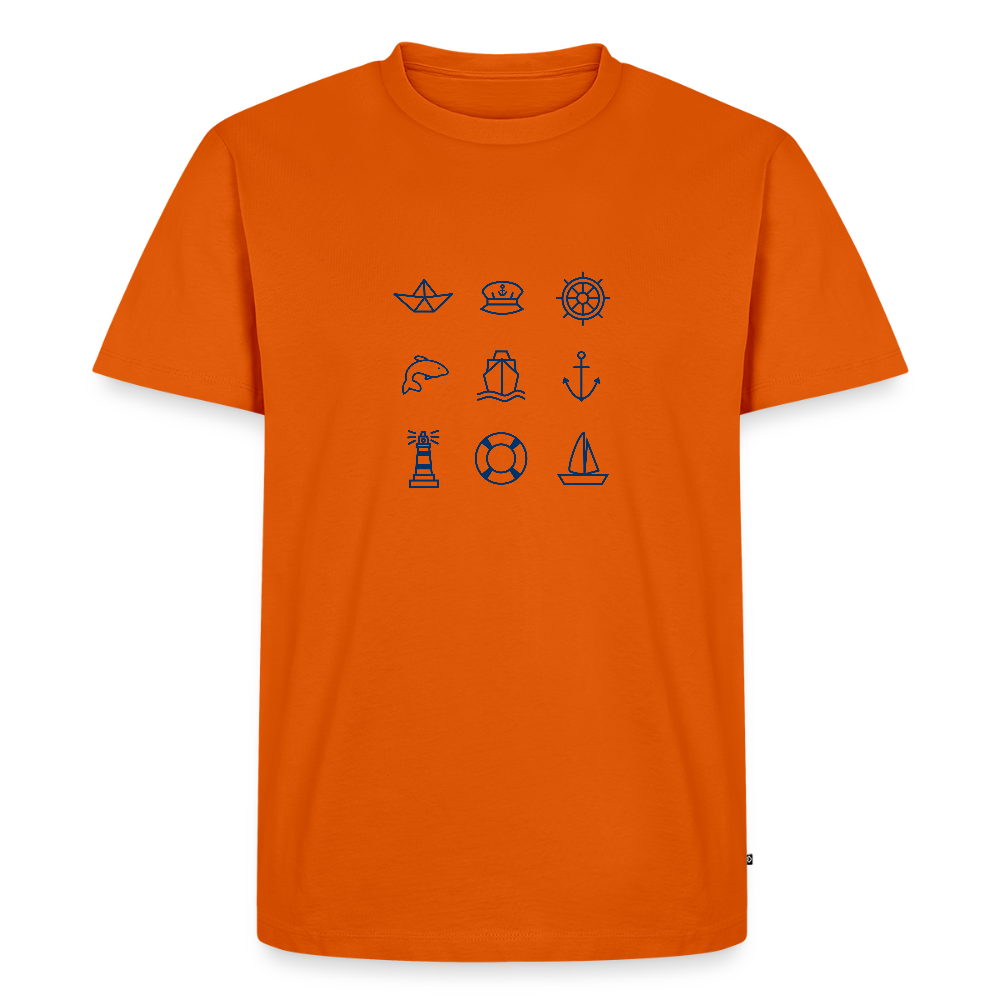 Herren Premium Bio T-Shirt - Nautik Doodles - Orange 