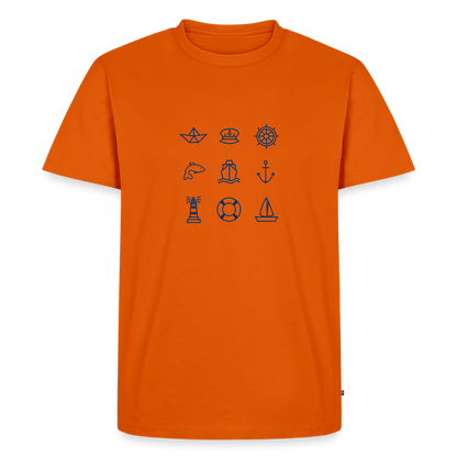 Herren Premium Bio T-Shirt - Nautik Doodles - Orange 