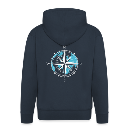 Herren Premium Kapuzenjacke - Kompass (weiss) - Navy