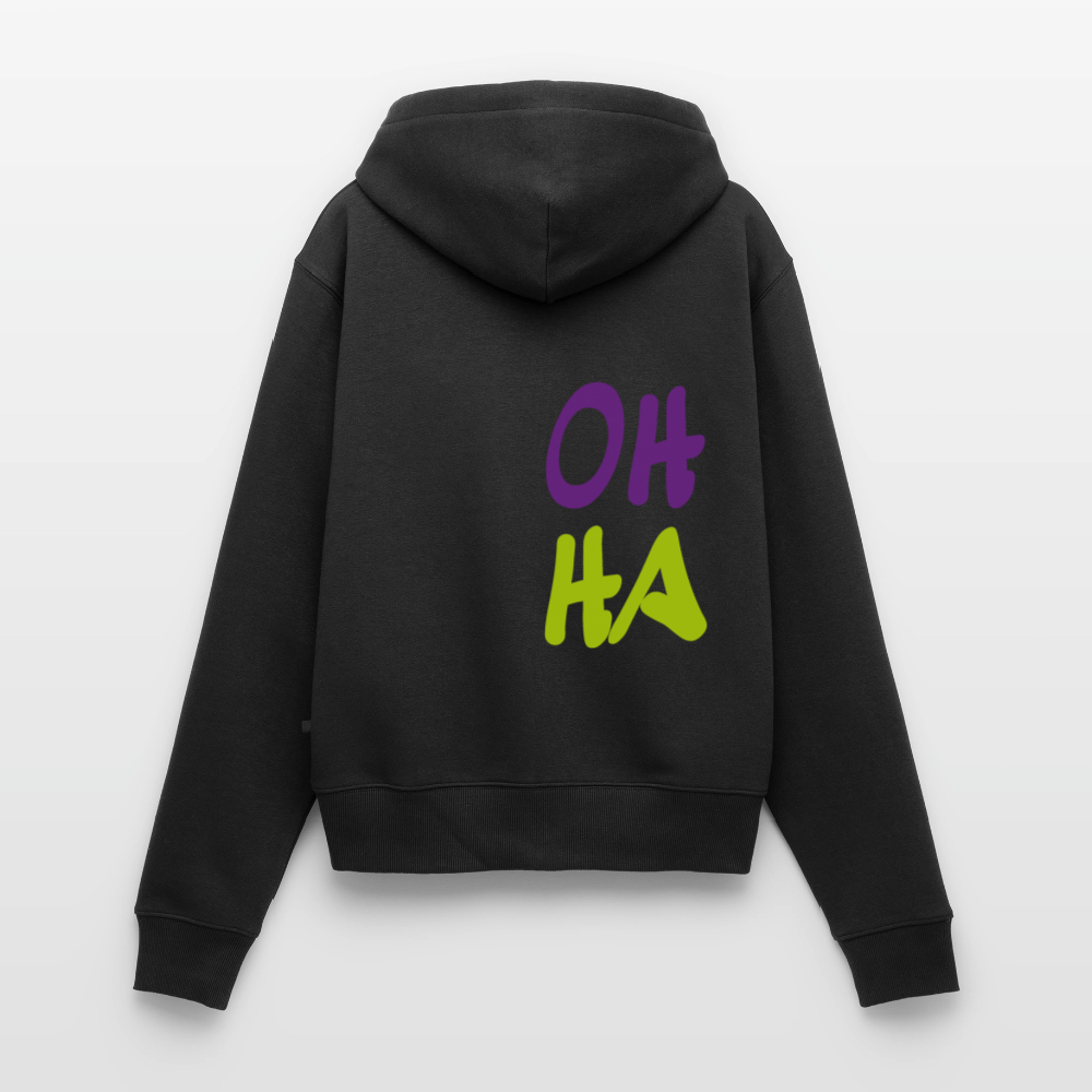 Damen Premium Kapuzenjacke - Oh ha - Schwarz