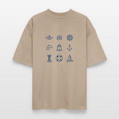 Unisex Oversize Bio-T-Shirt - Nautik Doodles - Steingrau
