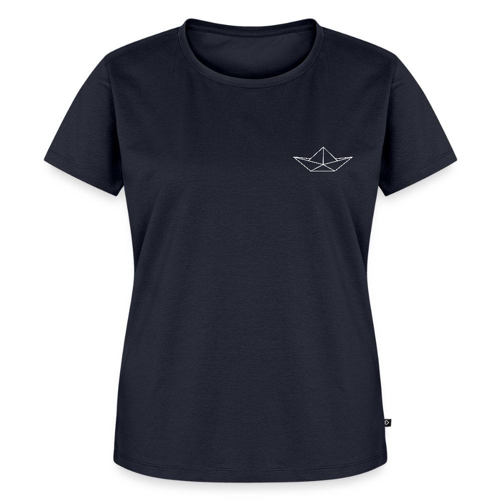Damen Premium Bio T-Shirt - Origami Boot (weiss) - Navy