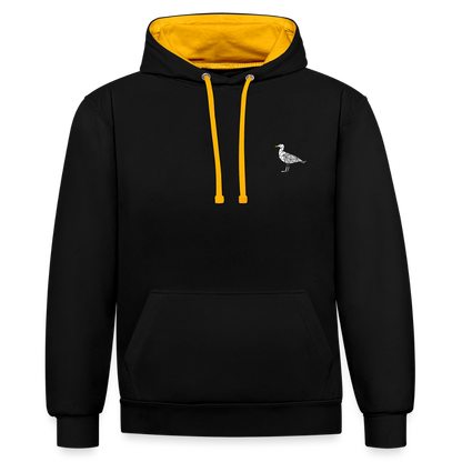 Möwe - Unisex Kontrast-Hoodie - Schwarz/Gold
