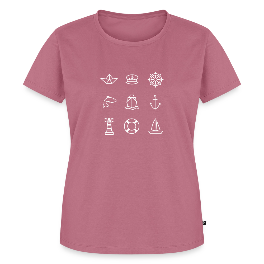 Damen Premium Bio T-Shirt - Nautik Doodles (weiss) - Mauve
