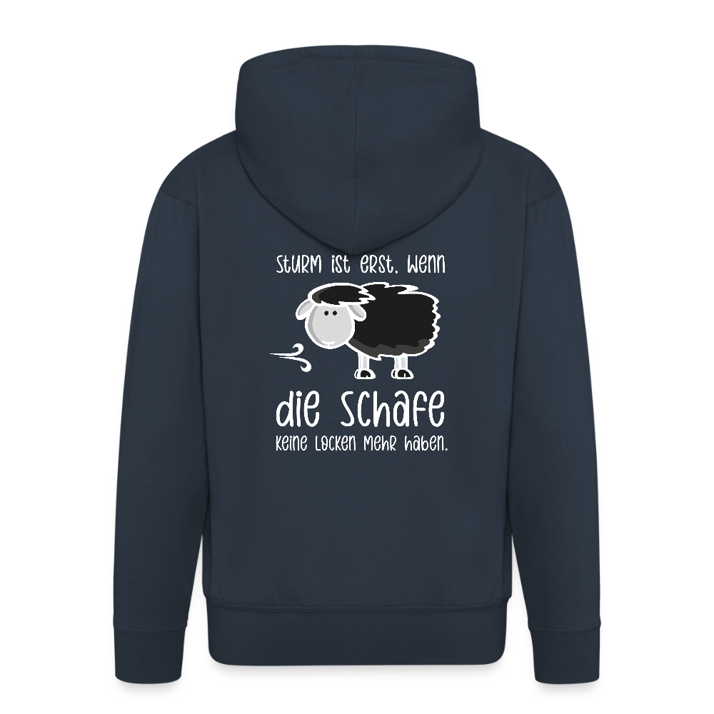 Herren Premium Kapuzenjacke - Schaf (weiss) - Navy