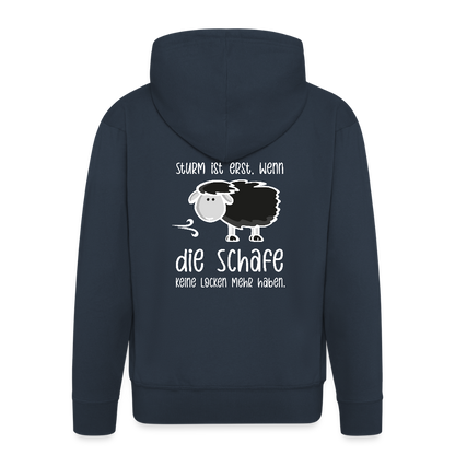 Herren Premium Kapuzenjacke - Schaf (weiss) - Navy