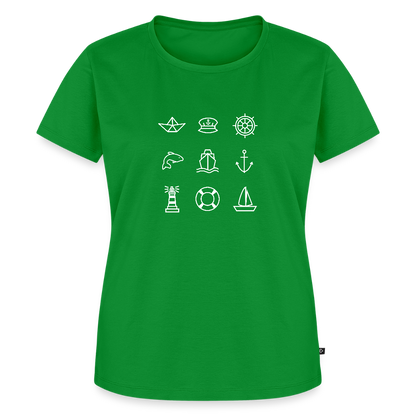 Damen Premium Bio T-Shirt - Nautik Doodles (weiss) - Grün