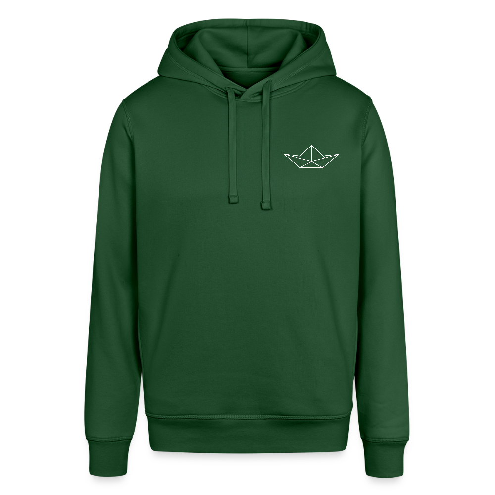 Unisex Bio-Hoodie - Origami Boot (weiss) - Flaschengrün