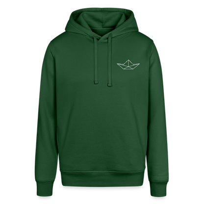 Unisex Bio-Hoodie - Origami Boot (weiss) - Flaschengrün