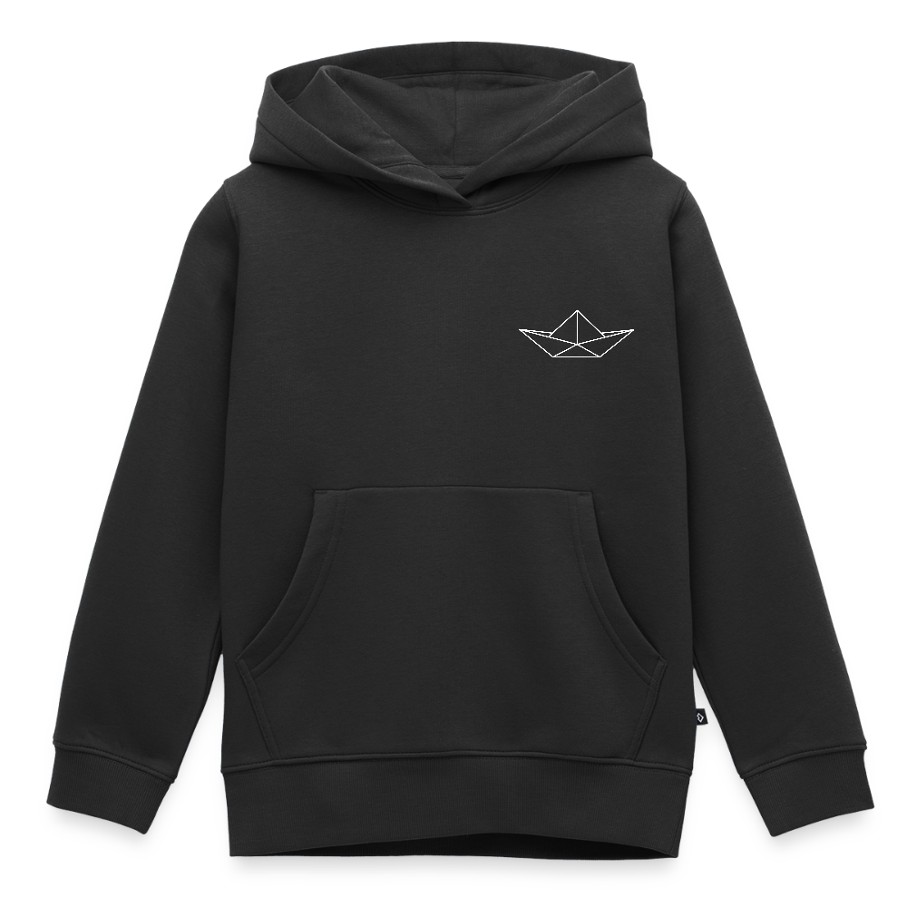 Kinder Premium Hoodie - Origami Boot (weiss) - Schwarz