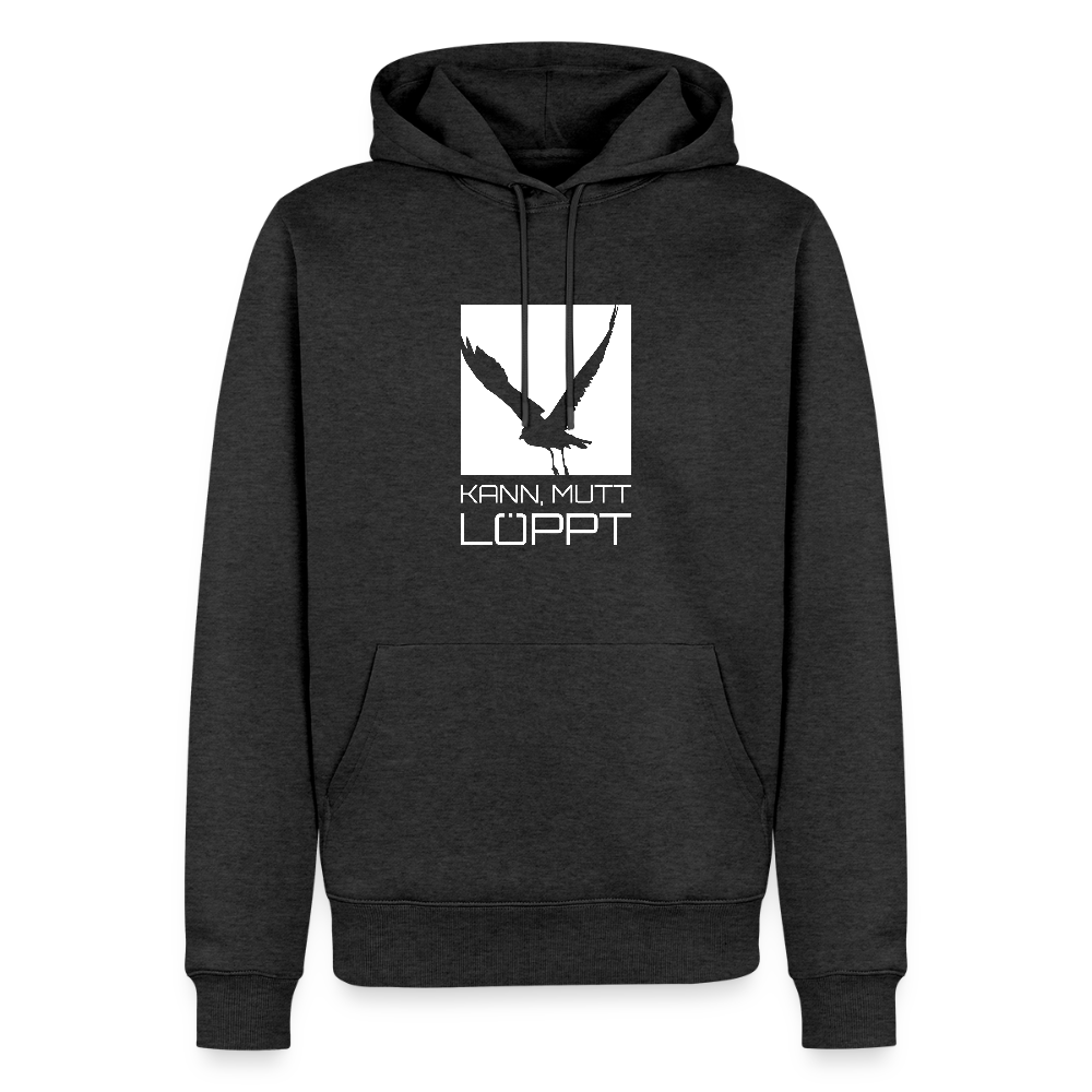 Herren Premium Hoodie - kann, mutt, löppt - Anthrazit meliert