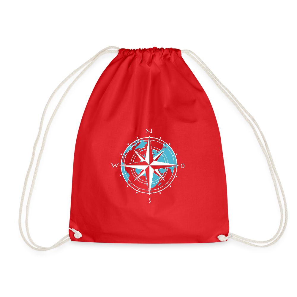 Turnbeutel - Kompass (weiss) - Rot