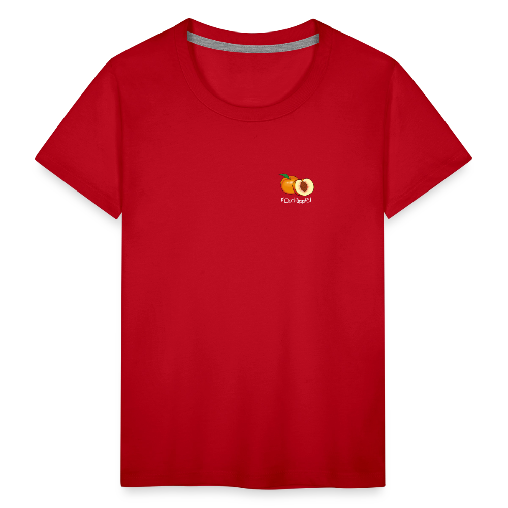Kinder Premium T-Shirt - Plüschappel (weiss) - Rot