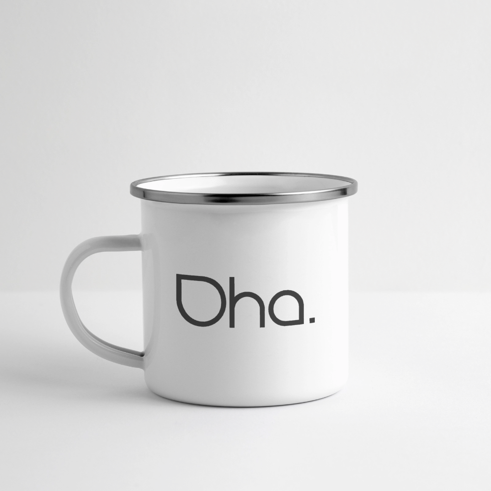 Oha Emaille-Tasse mit norddeutschem Spruch - Weiß