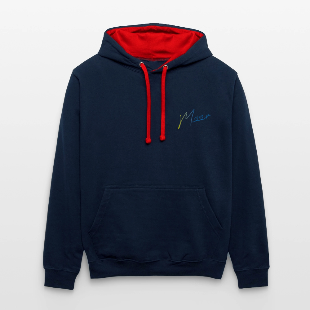 Unisex Kontrast-Hoodie - Meer - Navy/Rot