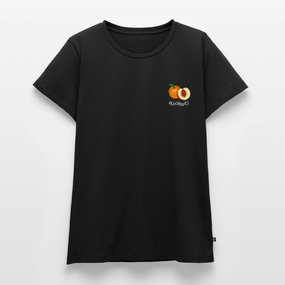 Damen Premium Bio T-Shirt - Plüschappel (weiß) - Schwarz