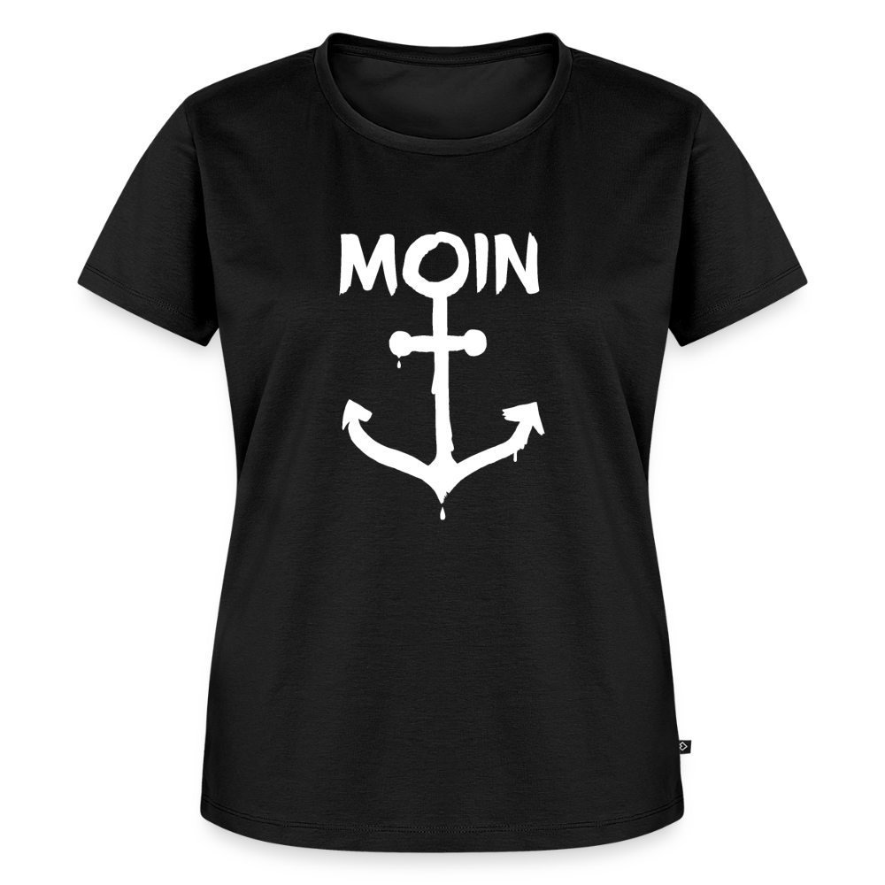 Damen Premium Bio T-Shirt - Moin Anker (weiss) - Schwarz