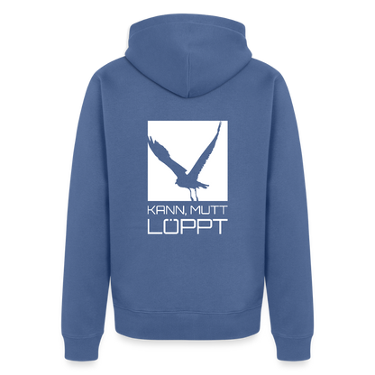 Herren Premium Kapuzenjacke - kann, mutt, löppt - Taubenblau