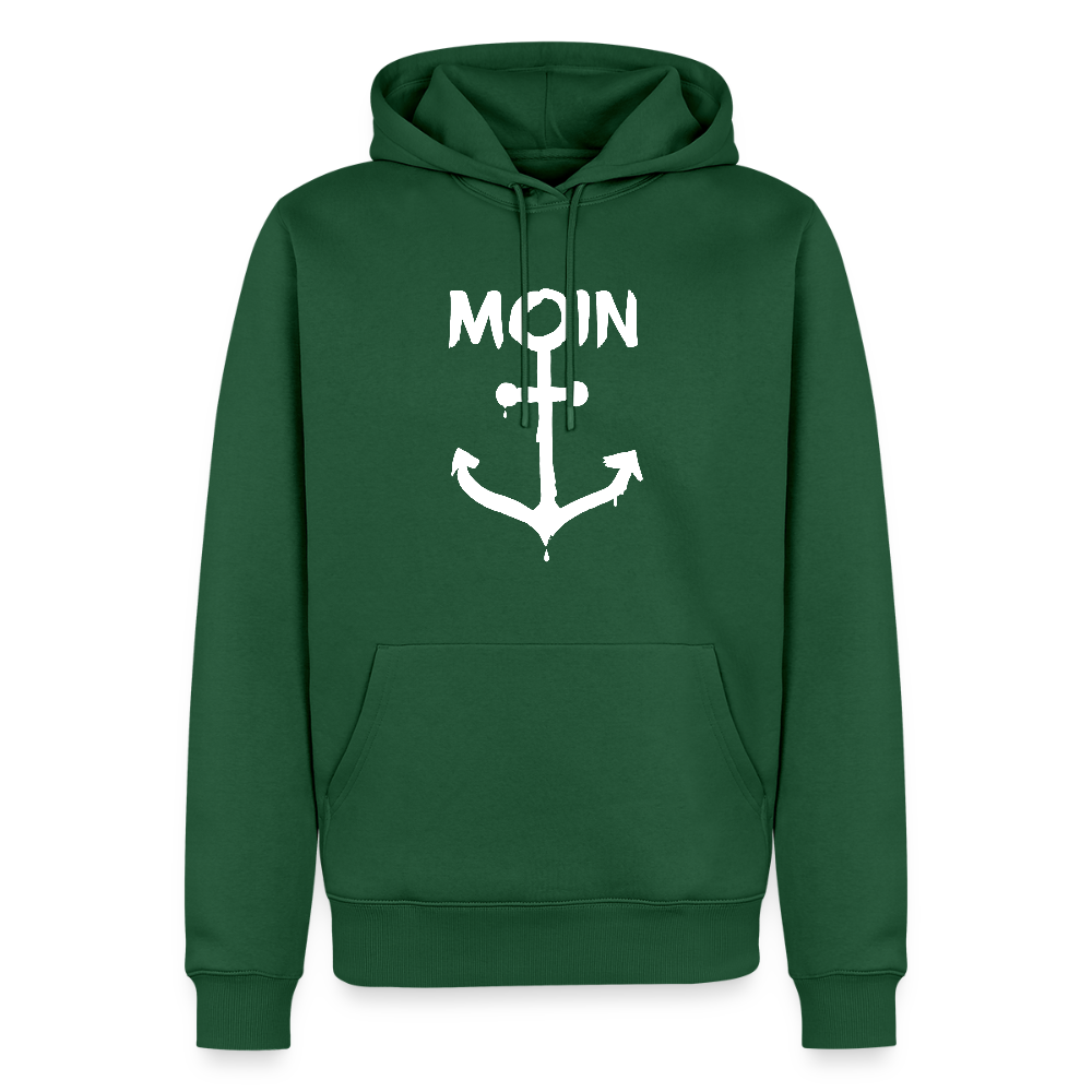 Herren Premium Hoodie - Moin Anker (weiss) - Flaschengrün