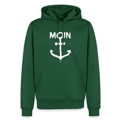 Herren Premium Hoodie - Moin Anker (weiss) - Flaschengrün